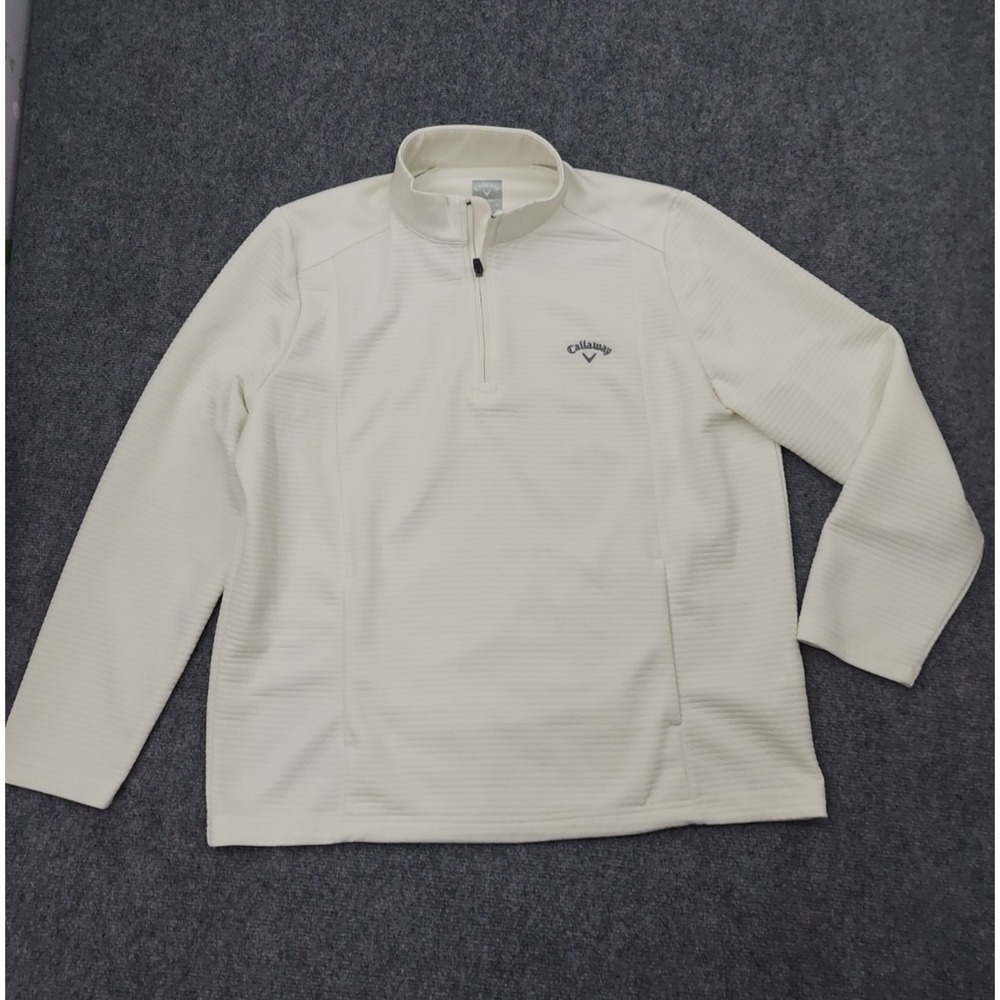 Callaway Opti Dry Pullover Mens XL Off White Cream 1/4 Zip Golf Outdoor